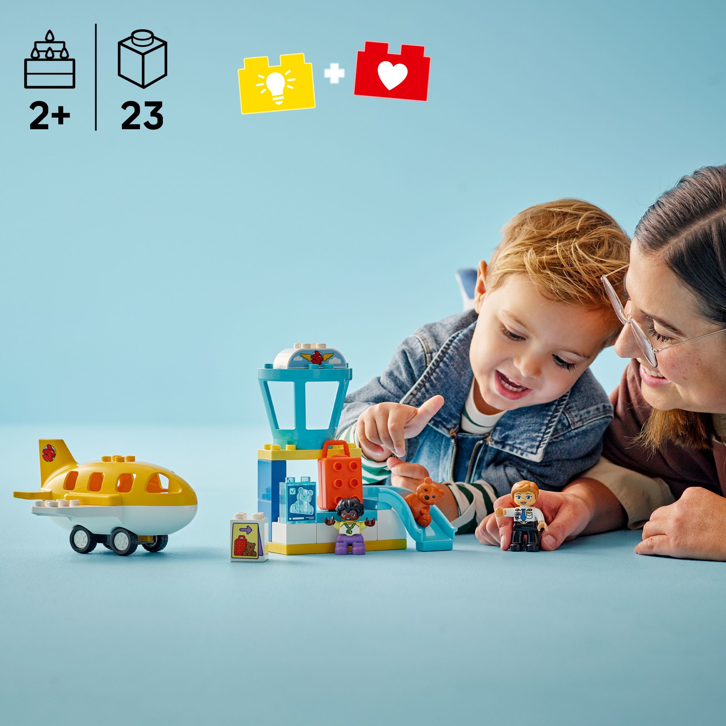 LEGO DUPLO Town First Time at the Airport Building Toy - Learning Play Set for Boys & Girls Ages 1.5+ - Little Ones Use Building Blocks to Explore Emotions - Toddler Gift Idea for Birthdays - 10443