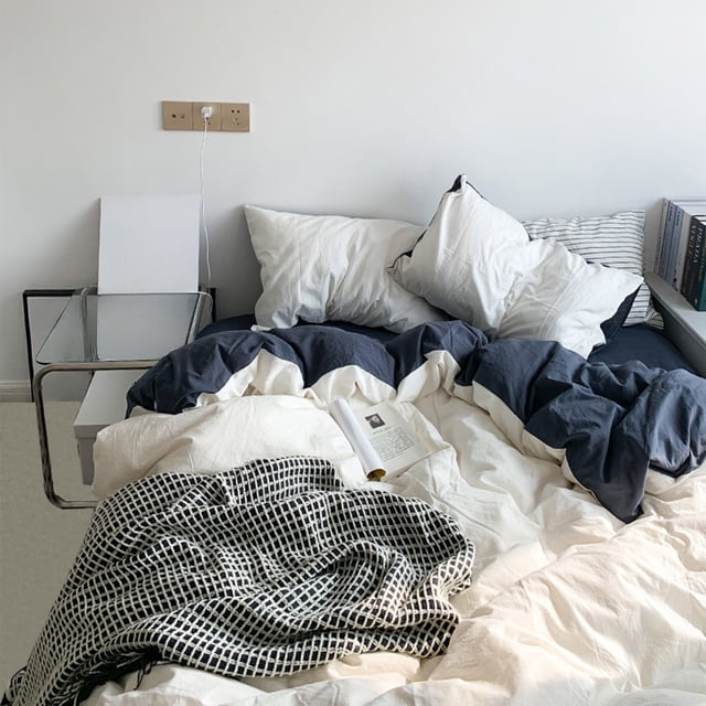 4 Piece Bedding Set | Duvet Cover, Fitted Sheet & Pillowcases | Reversible Design for Student Dorm, Guest Room & Home | Soft Washed Polyester Microfiber | Twin, Full & Queen Sizes