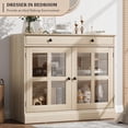 thumbnail image 4 of 35.4" Sideboard Buffet Cabinets with Glass Door, Buffet Cabinet with Storage, Oak Sideboard Cabinet with Drawer, Modern Buffets & Sideboards for Dining Room, Kitchen, 4 of 9