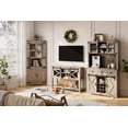 thumbnail image 4 of 72" Farmhouse Bar Cabinet with Sliding Barn Door, Tall Kitchen Buffet with Storage Hutch and 3 Drawer, Rustic Coffee Wine Bar Sideboard with Wine & Glasses Rack, for Living Room, Washed Grey, 4 of 4