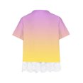 thumbnail image 4 of MeetoTime Kids Short Sleeve Tops Summer Casual Round Neck Gradient Color Lace Layered T-Shirt Tee for Girls, 4 of 4