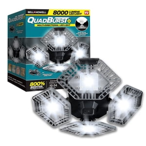 Bell + Howell Quadburst Multi-Directional Adjustable Panels LED Garage Light, 8000 Lumens