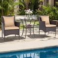 thumbnail image 4 of Costway 3PCS Patio Wicker Bistro Set, 2 Rattan Chairs with Double-Tier Tempered Glass Table Mix Brown+Beige, 4 of 10