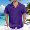 thumbnail image 3 of Men's Casual Linen Shirt - Cuban Collar, Button Down, Breathable Material, Perfect for Summer & Vacation, 3 of 5