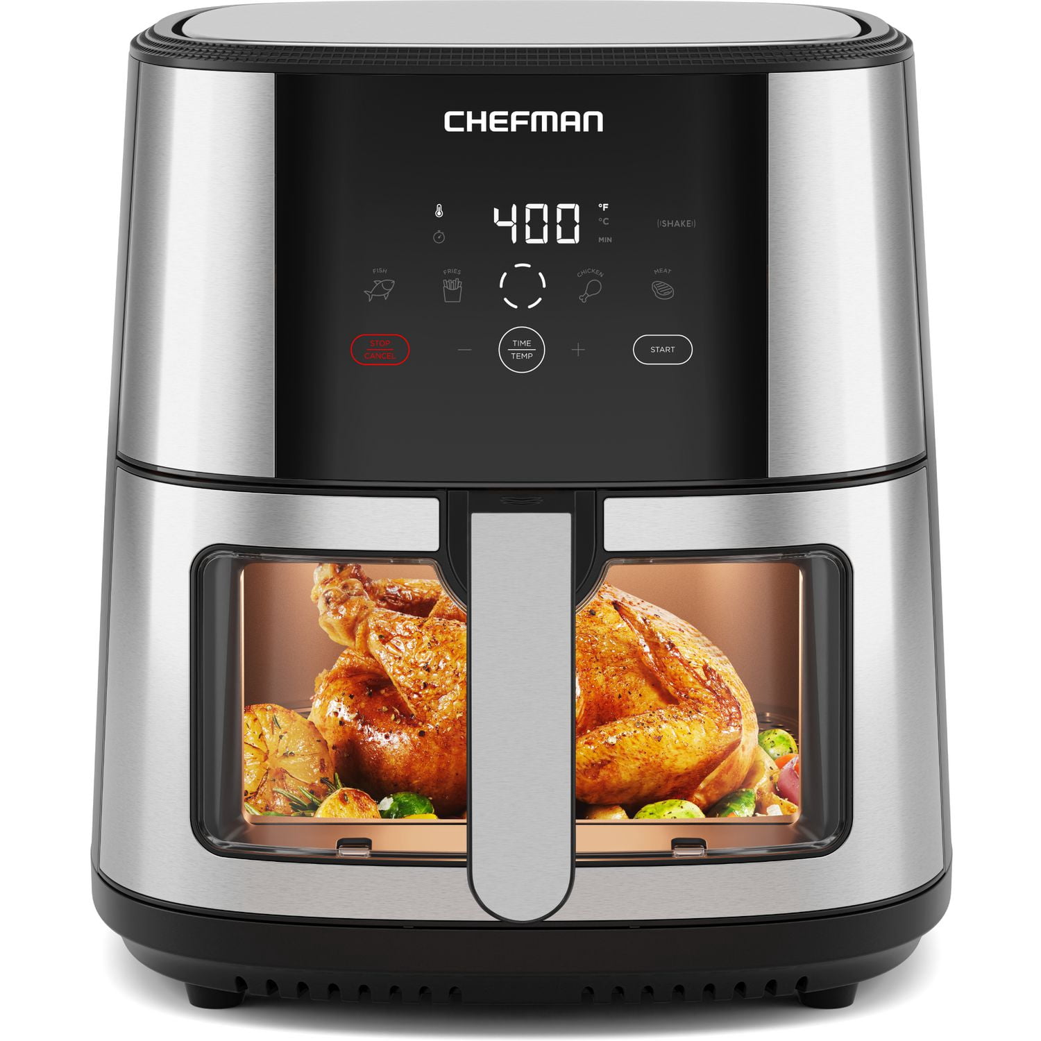 Chefman Easy-View Air Fryer with Digital Controls, 7.5L (8 Qt) Capacity - Stainless Steel, New