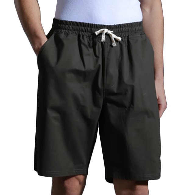 Birdeem Mens Solid Fashion Casual Cotton Drawstring Elastic Waist Half Shorts Pants