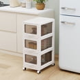 thumbnail image 4 of Gymax 3-Tier Plastic Drawer Storage Organizer w/3 Drawers & Lockable Wheels for Home, 4 of 10