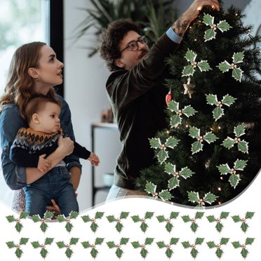 Edgergery 20pc Decorative Bouquet Christmas Branches Red Fruit Triangular Leaves Leaves Mini Christmas Decorations