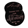 thumbnail image 1 of Inkdotpot 100 Pack Real Rose Gold Foil Paper Tags Thank You For Celebrating With Me Birthday Favor Hang Tags, 1 of 1