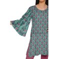thumbnail image 4 of Moomaya Kurtis Courtes en Poly-Crêpe pour Femmes, Robe à Manches Kimono Imprimée, Haut Indien, 4 of 5