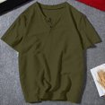 thumbnail image 2 of Plebaso T-Shirts pour Hommes en Coton et Lin à Col Rond, à Boutons, T-Shirts Décontractés, Unis, à Manches Courtes, Légers, Hauts de Plage, 2 of 7