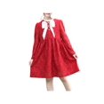 thumbnail image 1 of Girl Dress Red Floral Bow Tie Ruffle Collar Pearls Button Lace Christmas 6 Years, 1 of 1