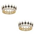 thumbnail image 4 of ZheElen Alloy Durable And Non-deforming Rhinestone For Wedding Or Cosplay Family Wedding Hair Crown Gold  + black 2Set, 4 of 6