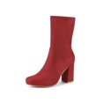 thumbnail image 1 of Unique Bargains Bottines à Talon Bloc Pliables Extensibles pour Femme Rouge US 7.5, 1 of 8