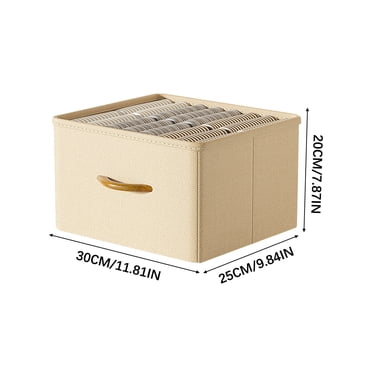 Lksixu Foldable Storage Box Clothes And Pants Storage Basket Wardrobe Wooden Handle Fabric Storage And Organization Box Storage Bins Organizers and Storage