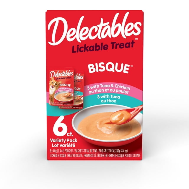 Delectables Bisque Friandise Humide à Lécher pour Chat Lot Variété Lot de 6