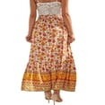 thumbnail image 4 of Womens Summer Fall Boho Floral Half Skirt High Waist A-Line Front Button Ruffle Beach Maxi Skirt S-XL, 4 of 7