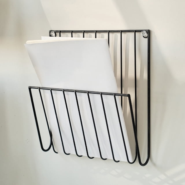 Iron Wall Mounted Book and Newspaper Rack, Storage Shelf for Bedroom, Study and Living Room, Space Saving Organizer for Magazines, Books and Documents