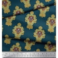 thumbnail image 3 of Soimoi Blue Heavy Satin Fabric Floral Damask Printed Fabric 1 Yard 54 Inch Wide, 3 of 3