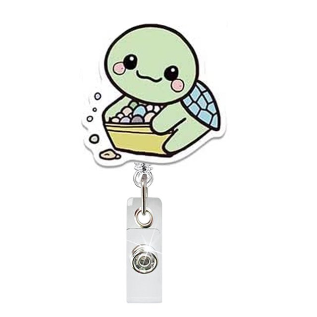Mignon Rouleau de Badge Rétractable en Acrylique Tortue Support de Badge Rotatif pour Docteur Infirmière Enseignant Étudiant