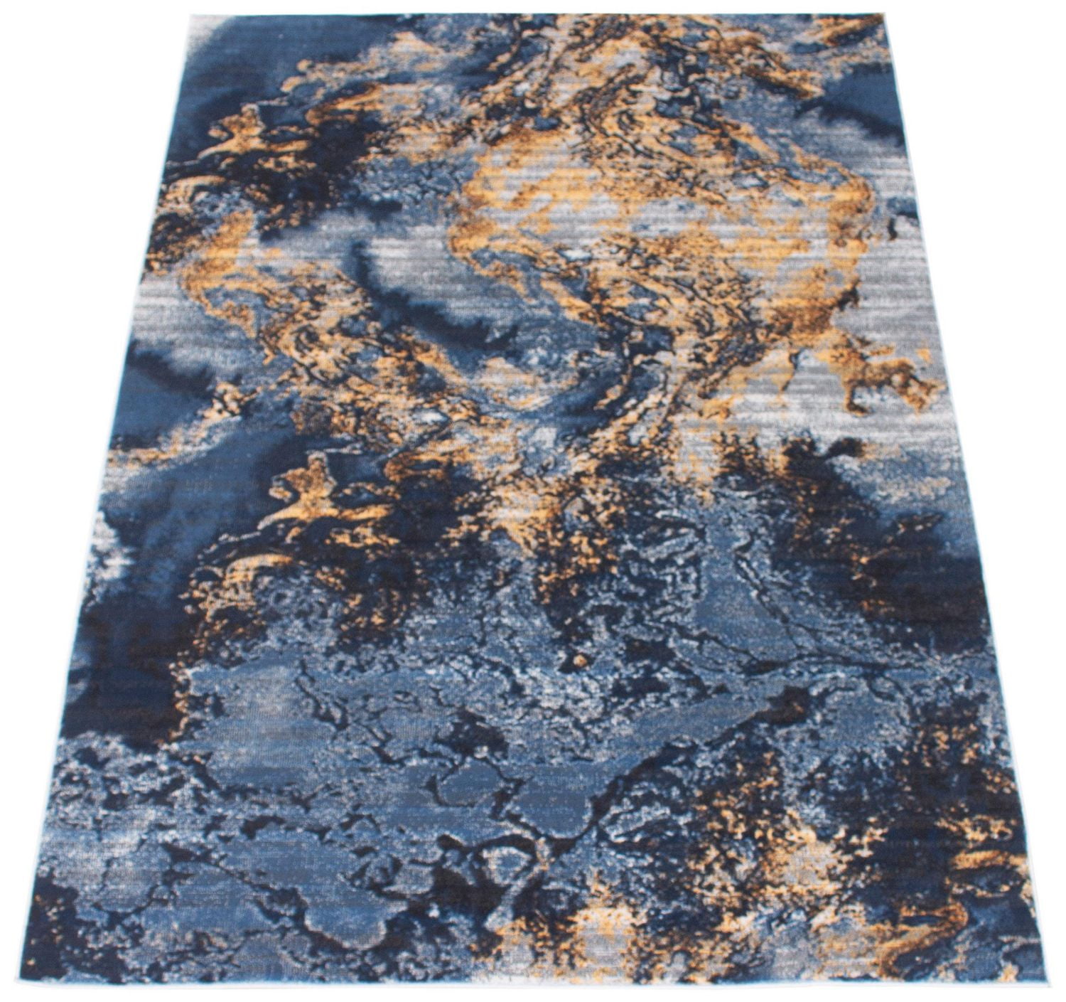 ECARPET Marble Textured Area Rug, Contemporary Carpet for Living Room, Sky Blue Marble Collection