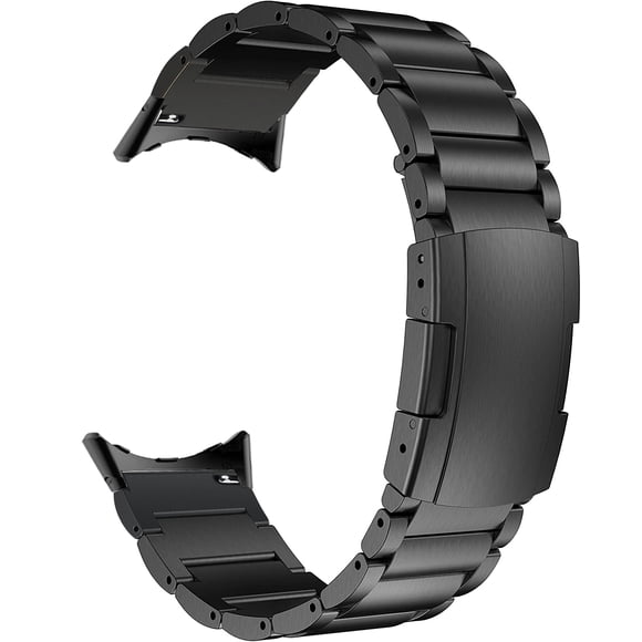 MaKTech Bracelet en Titane pour Google Watch, Bracelet en Métal avec Adaptateur Inclus et Boucle Tortue pour Google Pixel Watch 4/3 41 mm [2025]/Watch 2/1 (Noir)