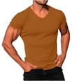 thumbnail image 2 of Styesk T Shirts for Man Fashionable Men's Solid Color Casual Tight Fitting V-neck Short Sleeved, 2 of 6