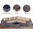 thumbnail image 4 of Kullavik Ensemble de Mobilier de Patio 6 Pcs, Canapé Sectionnel d'Extérieur Toutes Saisons, Ensemble de Conversation de Patio en Rotin Osier Tressé à la Main avec Coussin et Table en Verre (Sable), 4 of 7
