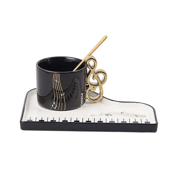 Amzcrzy Fournitures de Cuisine, Tasses, Gadgets de Cuisine, Ensemble d'Ustensiles de Cuisine, Touche de Piano Tasse en Céramique et Ensemble de Soucoupes Plateau de Tasse de Piano Tasse à Café Plateau à Dessert Tasse Cadeau une Tasse