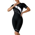 thumbnail image 1 of Womens Bikini Swimsuits Color Block Rash Guard Upf 50 Surf Suit Knee Length Women's Swimwear Black, 1 of 3