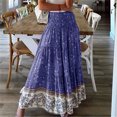thumbnail image 2 of RKSTN Jupes pour Femmes Rétro Mode Confortable Quotidienne Jupe Taille Haute Imprimé Floral Jupe Trapèze Évasée Jupe Maxi, 2 of 7