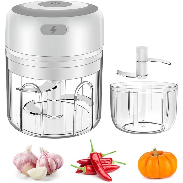 TORUBIA Mini Electric Garlic Chopper, Mini Food Chopper Electric with USB Charging Powerful Garlic Press Chopper, Portable Small Food Processor for Pepper Garlic Chili Vegetable Nuts Grinder(White)