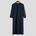 thumbnail image 4 of PEZHADA Ensemble de Robe Musulmane pour Homme Robe Arabe Mi-Longue à Manches Longues Col Montant Fermeture Éclair Robe Décontractée Bleu Marine, 4 of 4