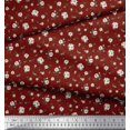 thumbnail image 3 of Soimoi Tissu en Rayonne Rouge Feuilles & Roses Tissu Imprimé Floral 1 Yard 42 Pouces de Large, 3 of 5