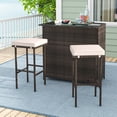 thumbnail image 2 of Gymax 3 Pieces Patio Bar Set PE Wicker Outdoor Bar Table & Stools Set w/ Removable Cushions, 2 of 10