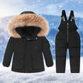 thumbnail image 1 of LSLJS Boys Girls Fashion Solid Color Down Jackets Keep Thickening Warm Outdoor Coat Jumpsuit Set, 1 of 9
