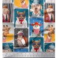 thumbnail image 1 of Soimoi Satin Silk Fabric Paw,Hat & Animals Patchwork Print Sewing Fabric Yard 42 Inch Wide, 1 of 3