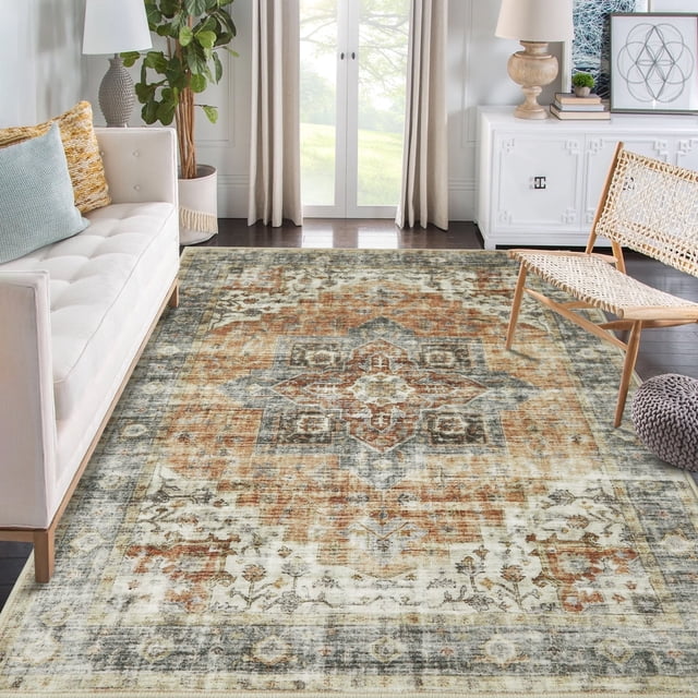 Garvee 9' x 12' Large Washable Rug Vintage Persian Rug Retro Medallion ...