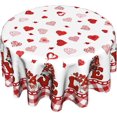 thumbnail image 1 of Valentine''s Day Tablecloth Round 60 Inch Wedding Marriage Heart Shape Decoration Romantic Round Love Washable Tablecloth Reusable for Home Kitchen Dining Room Patio Outdoor Picnic Party, 1 of 1