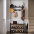 thumbnail image 2 of Coat Rack Shoe Bench, 3-in-1 Hall Tree Shoe Rack for Entryway, 3-Tier Storage Shelf and 8 Hooks Removable, Industrial Accent Furniture with Steel Frame, Multifunctional Hallway Organizer, 2 of 9