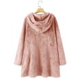 thumbnail image 3 of Women Printed Button Plush Tops Hooded Loose Cardigan Wool Coat Winter Jacket, 3 of 8