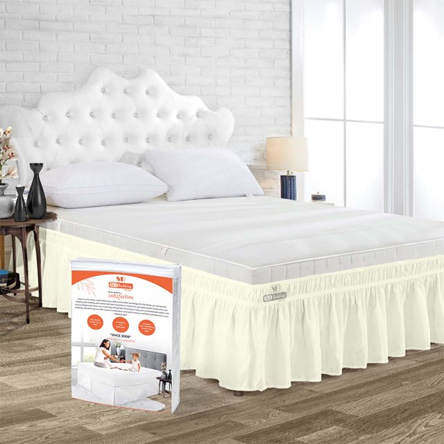 SGI Bedding 9 Inch Wrap Around Bed Skirt | Microfiber Bed Skirt | Fade Resistant, Wrinkle Free, Anti-static, Decorative, Extra Storage Space, Clutter-Free | Twin, Ivory