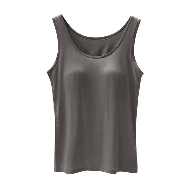 B91xZ Camisole en Coton pour Femmes, Extensible, Bretelles Réglables, Gris Foncé 3X-L