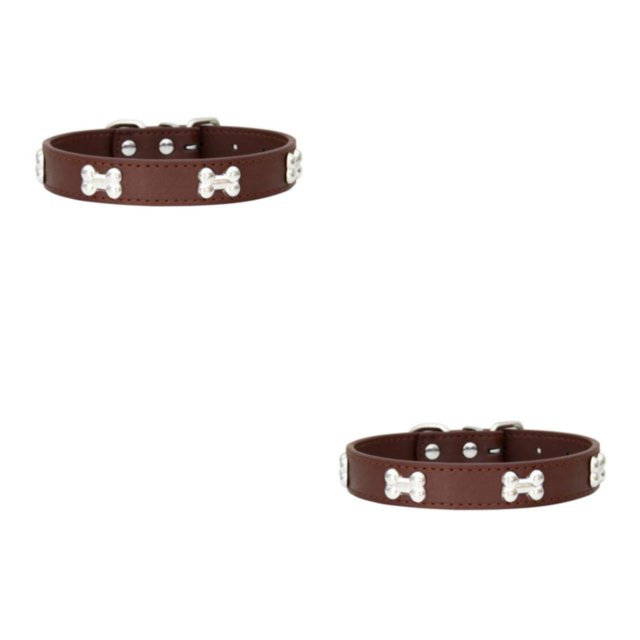 Maytalsory Comfortable Wear Cat Collar In Multiple Sizes With Stylish PU PU Cat Collar Dogs Collars coffee 2.5*50cm 2Set