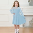 thumbnail image 1 of Robes pour Préadolescentes à Manches Longues, Ligne A, à Étages, Évasées, Robe d'Été pour Filles, Robe Bleu Pâle pour Filles, Robe Chic pour Filles, 1 of 8