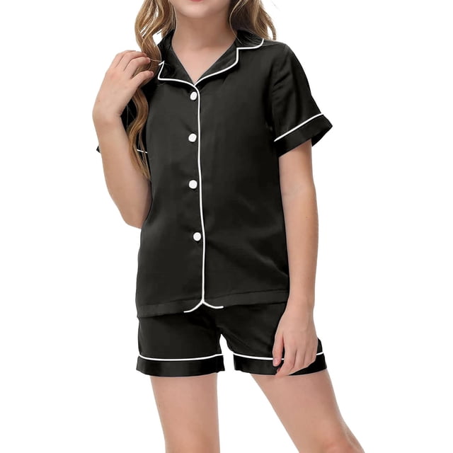 Toddler Girls Pajama Set Solid Color Button Down Homewear Set Classic Loungewear Boys Pjs Size 2-3T Kids Clothes