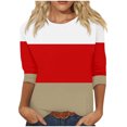 thumbnail image 1 of Birdeem Blouse pour Femmes Mode Blouses Amples à Blocs de Couleur Imprimé T-Shirt à Manches 3/4 Col Rond, 1 of 1