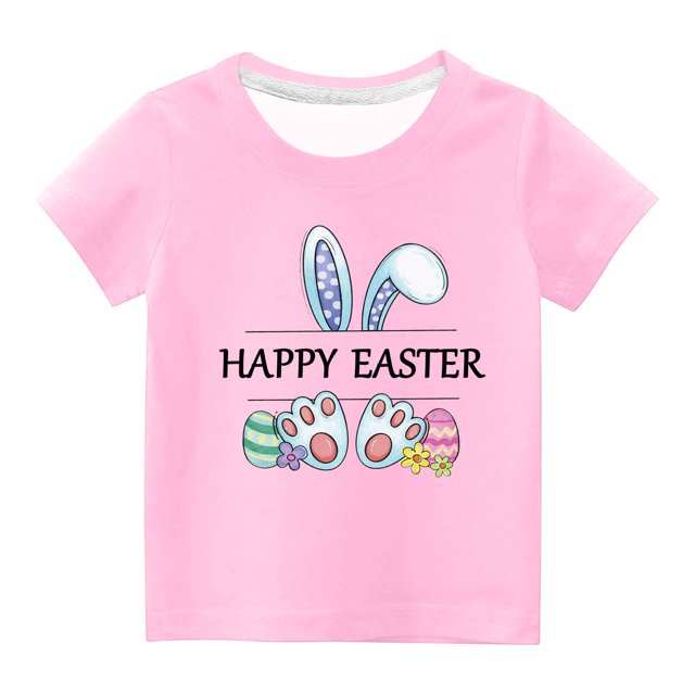 Chemises pour Filles Tout-Petits Enfants Garçons Filles Imprimé Ufs de Pâques Col Rond Manches Courtes