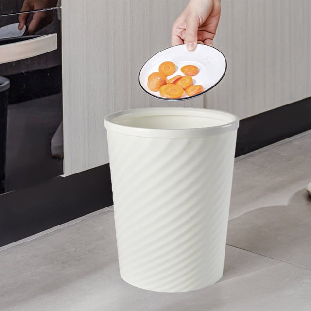 White Striped Waste Bin Home Office Kitchen Waste Bin Pressure Ring Wastepaper Basket Waste Bin Suitable For Home Kitchen Bathroom Garage