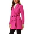 thumbnail image 4 of INSPIRE CHIC Manteau Trench Mi-Long pour Femme à Revers Cranté, Double Boutonnage, Ceinturé, S Rose Rouge, 4 of 7